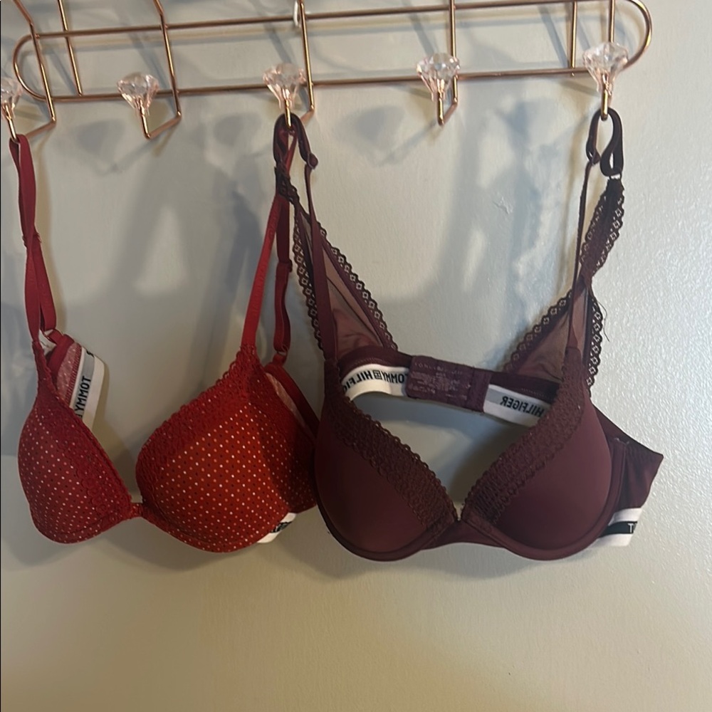 Tommy Hilfiger Red and Brown Underwire Bras size small